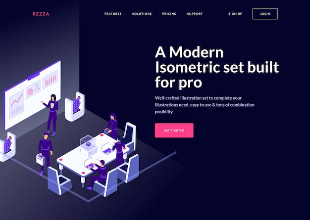 Vector modern isometric landing page concept