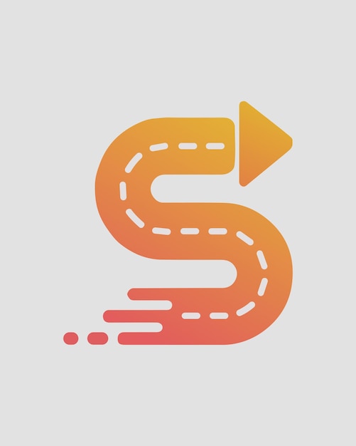 Vector modern letter s logo with curving delivery route and gradient