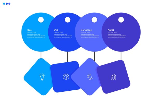 Vector modern minimalist elegant clean circular hanging steps editable infographic design template vector