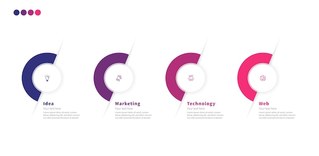 Vector modern minimalist elegant clean circular steps editable infographic design template vector