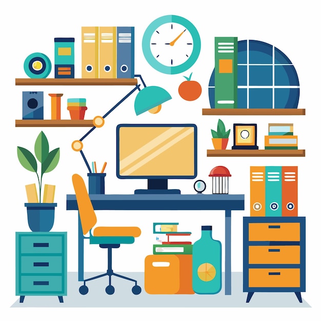 Vector modern minimalist office interior