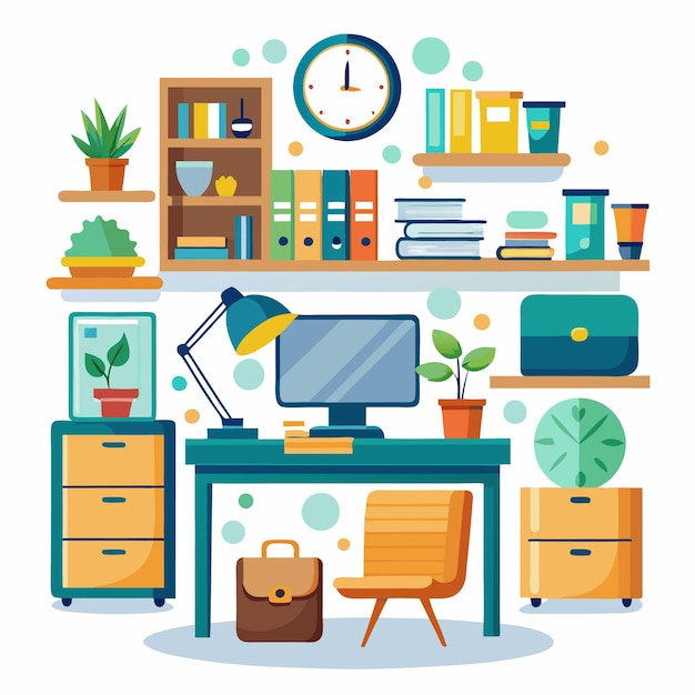 Vector modern minimalist office interior