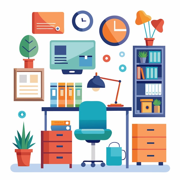 Vector modern minimalist office interior