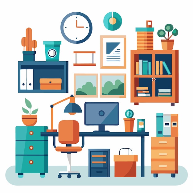 Vector modern minimalist office interior