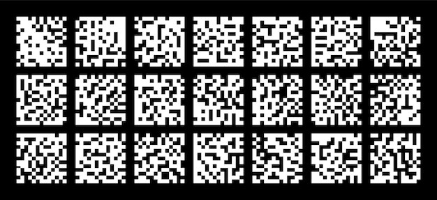 Vector modern pixel abstract square barcode design set