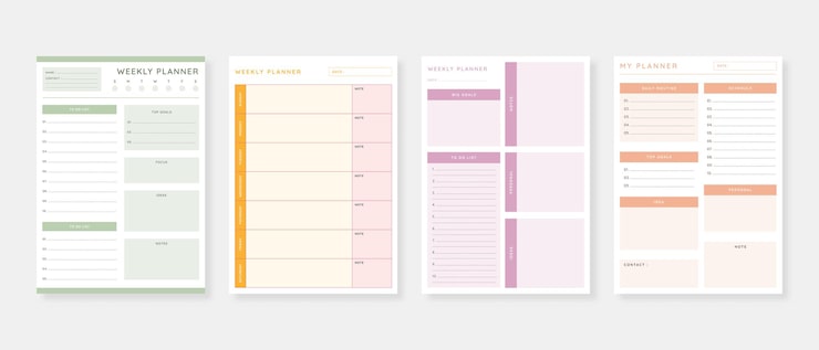Vector modern planner template set set of planner and to do list monthly weekly daily planner template vector illustration