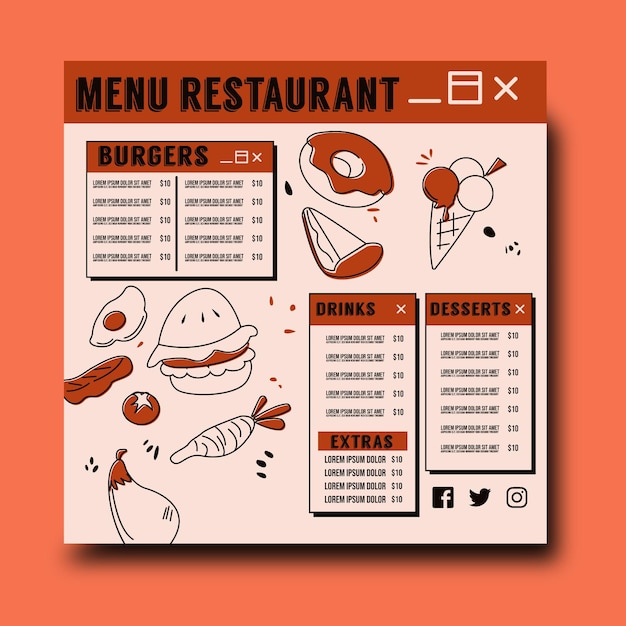 Vector modern restaurant menu template