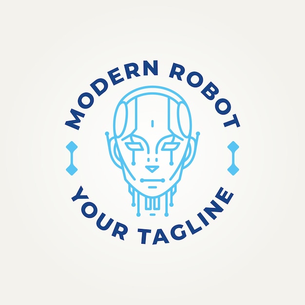 Vector modern robot head artificial intelligence ai line art icon logo vector illustration design