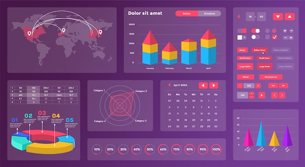 Vector a modern set of ui elements that includes various graphic components for creating interfaces