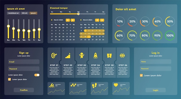 Vector a modern set of ui elements that includes various graphic components for creating interfaces