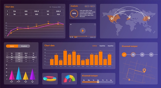 Vector a modern set of ui elements that includes various graphic components for creating interfaces