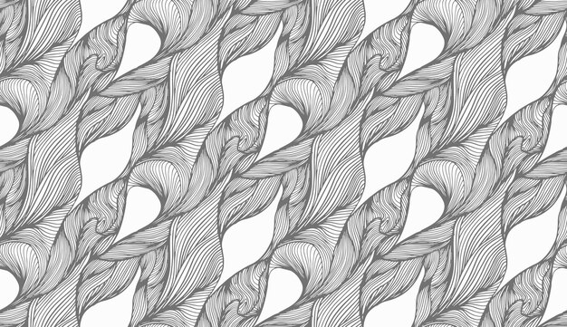 Vector modern sketch flow pattern abstract geometric decoration element seamless wavy pattern vector wave l...