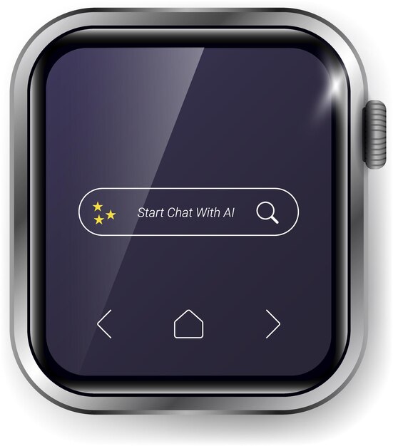 Vector modern smartwatch ui featuring search bar and ai chat interface