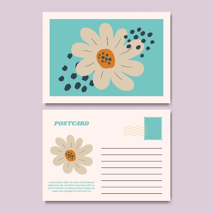 Vector modern and stylish floral illustration postcard design template