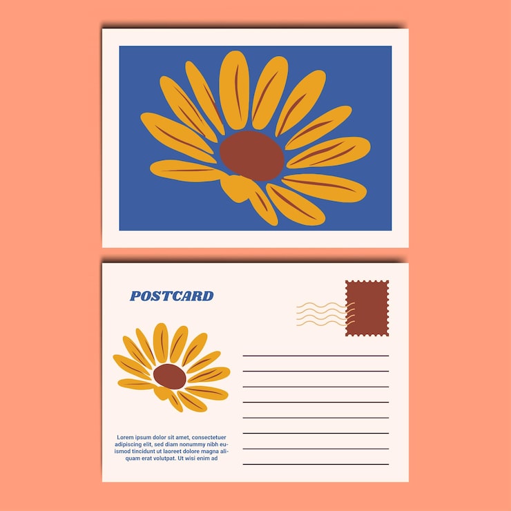 Vector modern and stylish floral illustration postcard design template