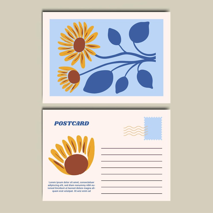 Vector modern and stylish floral illustration postcard design template