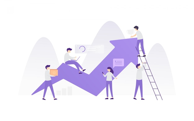 Vector modern teamwork illustration