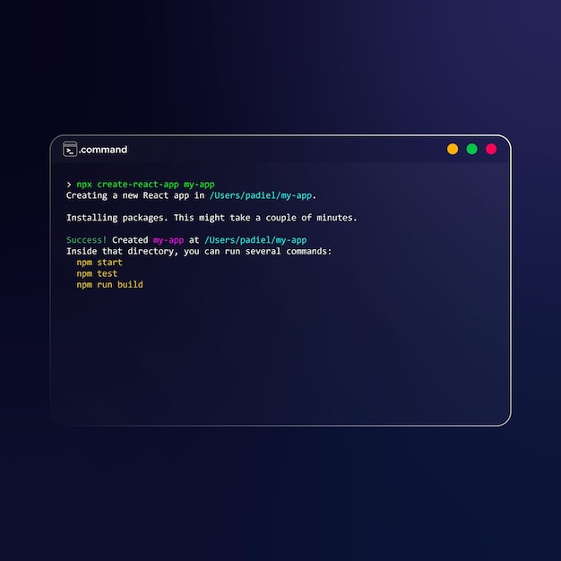 Vector modern terminal command line vector for react app interface