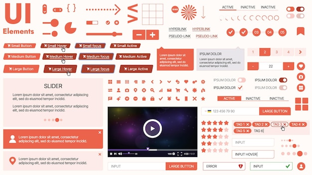 Vector modern ui kit featuring a collection of essential buttons icons and navigation elements for websites and mobile apps ideal for responsive design and dashboards