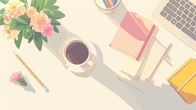 modern workplace desktop setup top view of efficient workspace