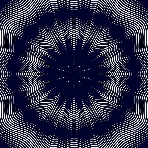 Vector moire pattern, op art vector background. hypnotic backdrop with geometric black lines. abstract tiling.