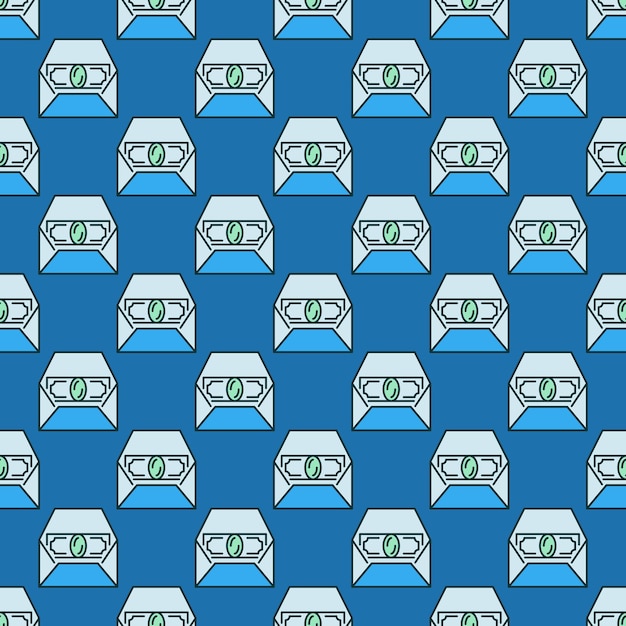 Vector money banknote in envelope vector colored seamless pattern