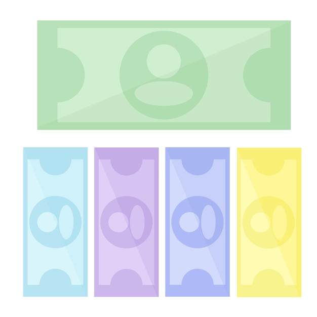 Vector money banknotes of different colors