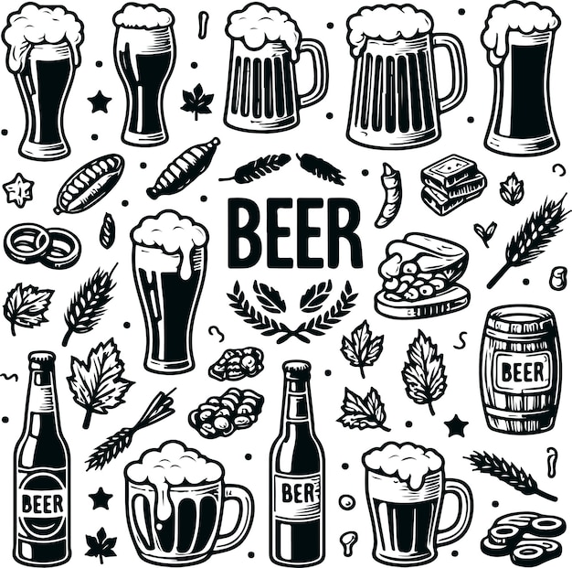 Vector monochrome cosmonaut beer logo icon concept vector illustration design silhouette style