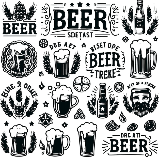 Vector monochrome cosmonaut beer logo icon concept vector illustration design silhouette style