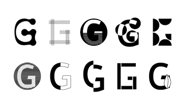 Vector monogram set logos with the letter g, collection