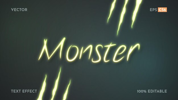 Vector monster glow editable text effect graphic style