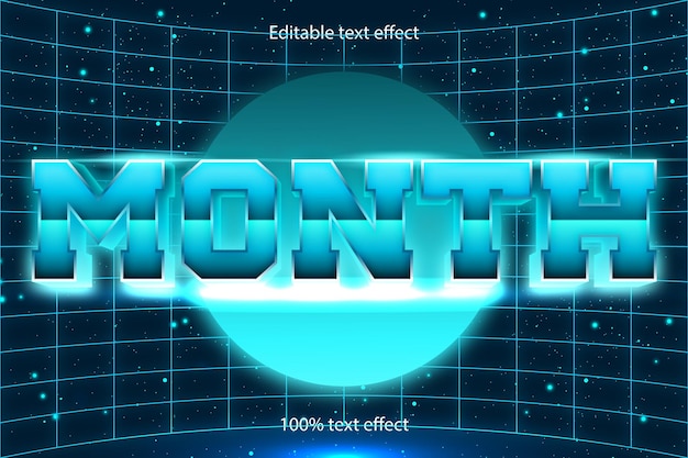 Vector month editable text effect retro with modern style