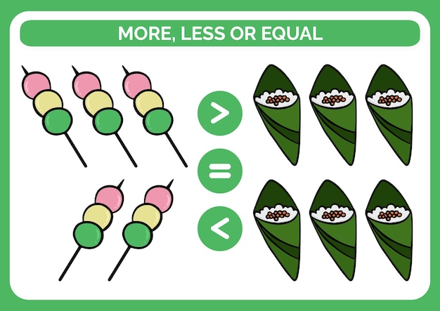 Vector more, less or equal worksheets kindergarten