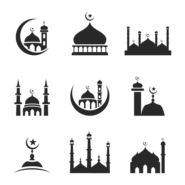 Vector mosque silhouette vector illustration islamic symbol