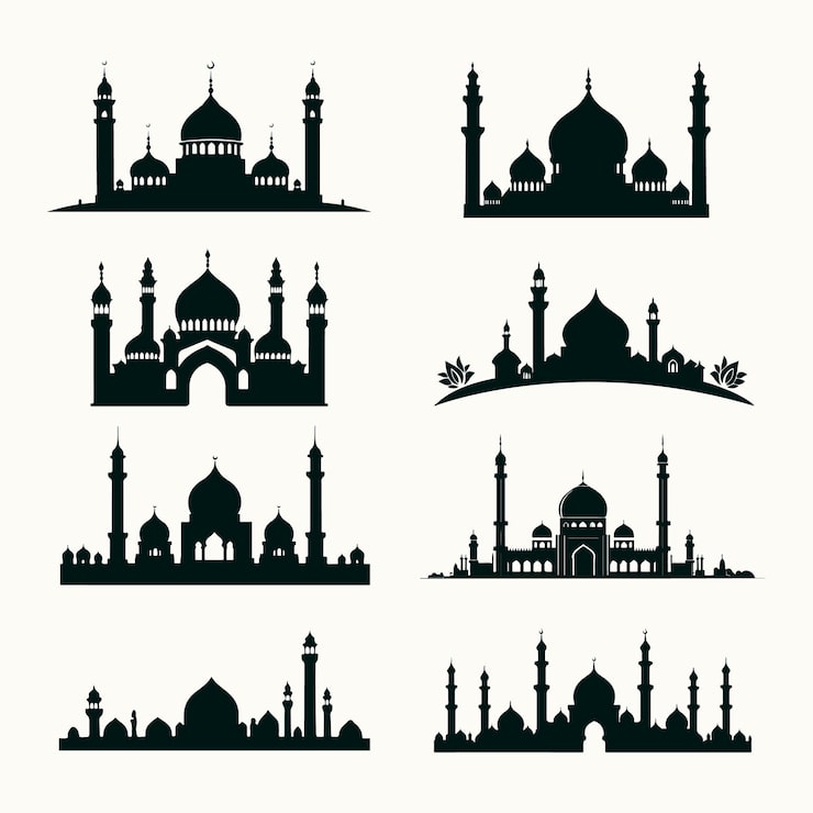 Vector mosque silhouettes