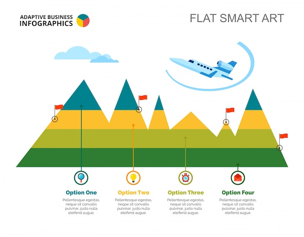 Vector mountain peaks chart with four options
