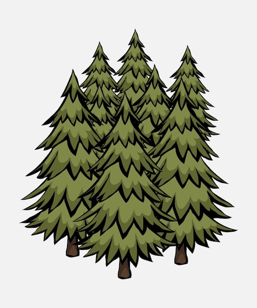 Vector mountain tree vector set