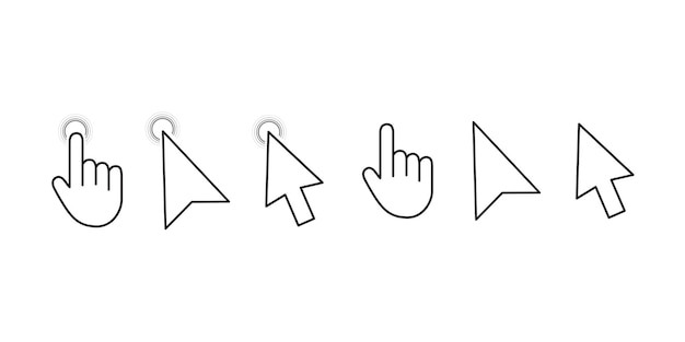 Vector mouse cursor click and loading icon for computer mobile app