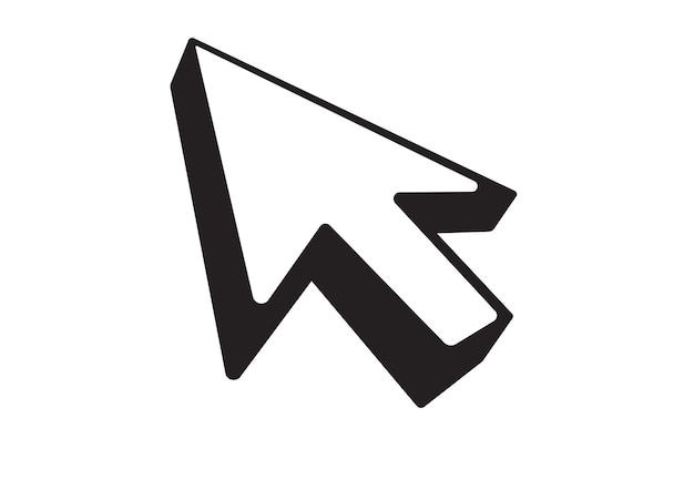 Vector mouse cursor and pointer in 3d style vector icon