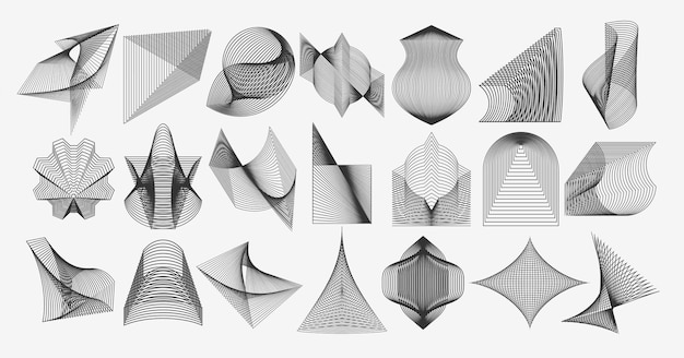 Vector movement effect line abstract logo icon set