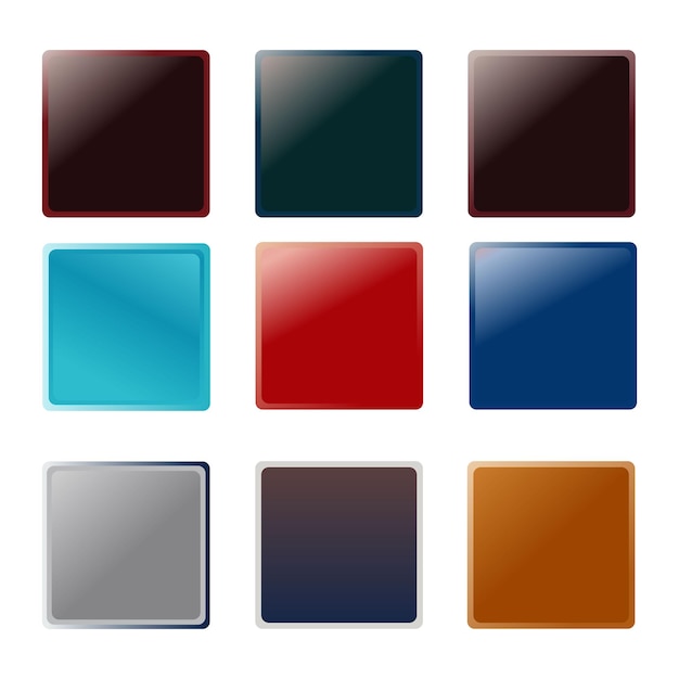 Vector multi color button square icon background for web or print design element