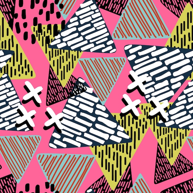 Vector multicolor seamless pattern of triangle geometric background