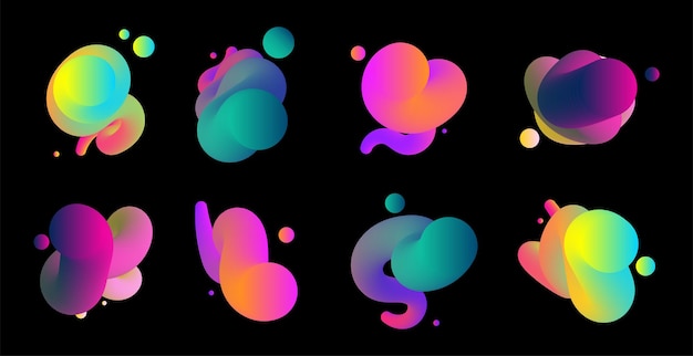 Vector multicolored d twisted lines with gradients dots gradient blend lines