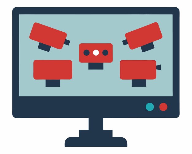 Vector multiple cctv display vector illustration isolated on a white background