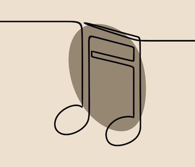Vector music note oneline continuous line art