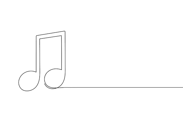 Vector music notes continuous one line drawing on white background minimalist vector illustration