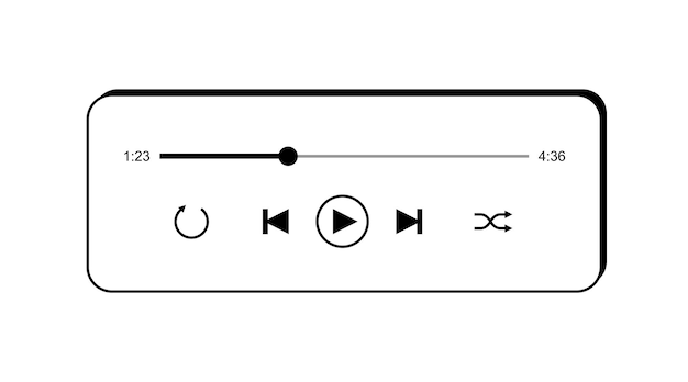 Vector music player retro interface vector template isolated flat audioplayer application window