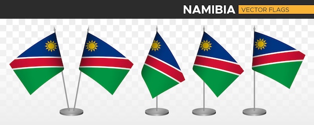 Vector namibia desk flags mockup 3d vector illustration table flag of namibia