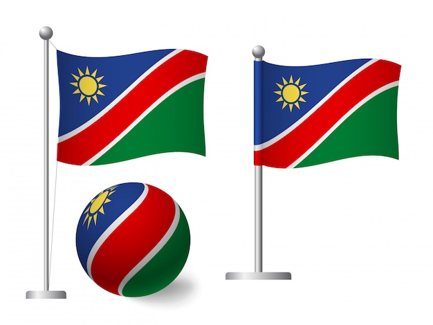 Vector namibia flag on pole and ball icon
