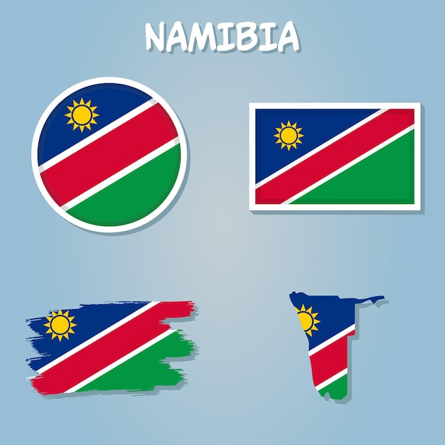 Vector namibia national flag map design illustration of namibia country flag inside the map